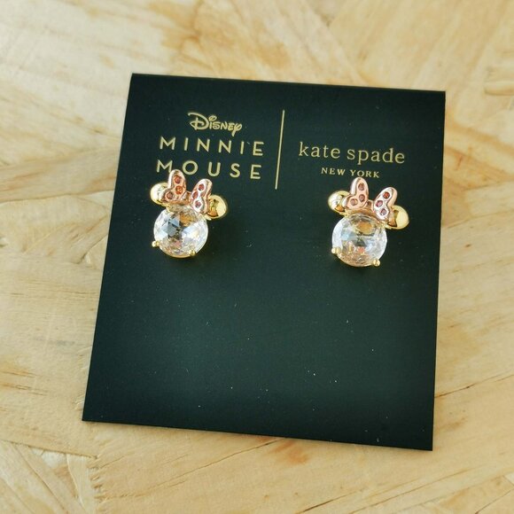 Kate Spade Jewelry - NEW Kate Spade Disney Minnie Mouse Clear Stud Earrings Gold